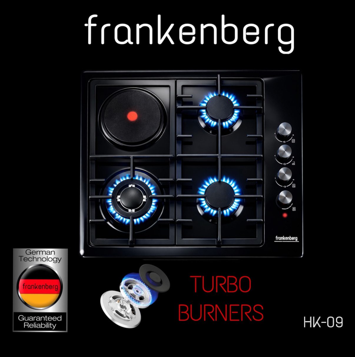 Frankenberg HK-09 Ներկառուցվող գազօջախ 3գազաին 1էլեկտրական աչք