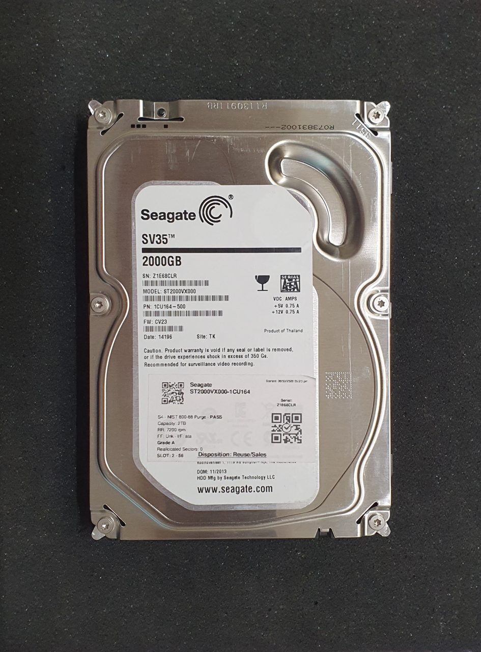 HDD Seagate Surveillance 2TB SATA 6Gb/s 7200RPM Model-SV35 ST2000VX000 100%